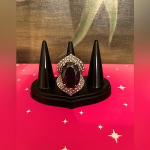 BIG PURPLE GLASS ADJUSTABLE STATEMENT RING FITS ALL